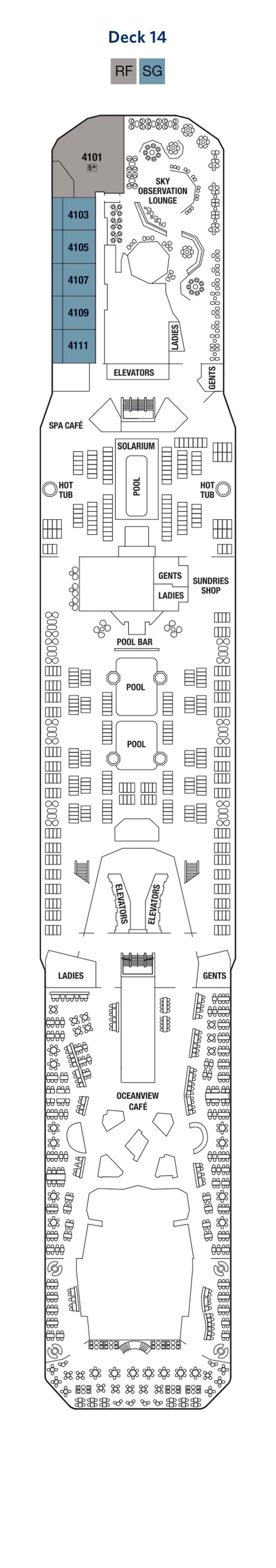 Deck plan of Deck 14